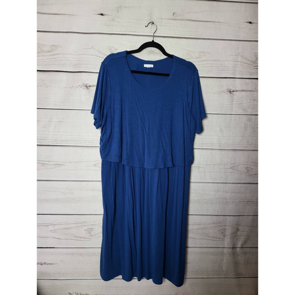 J. Jill Dresses J Jill Womens Button Up Back A Line Dress Blue Midi